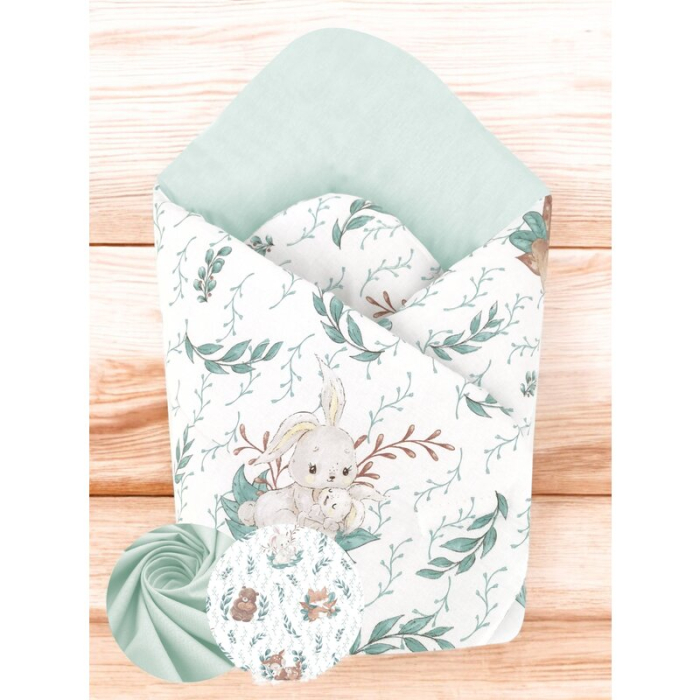 Paturica de infasat, MimiNu, Cu doua fete, Cu multiple utilizari, Cu inchidere arici velcro, Dimensiune 75x75 cm, Din bumbac certificat Oeko Tex Standard 100, Lulu Natural [2]