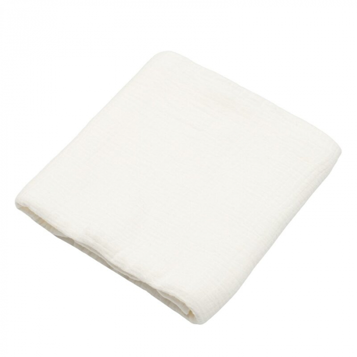 Paturica moale bebe, New Baby, Cu multiple intrebuintari, 60x60 cm, Din muselina, 100% bumbac organic, White [1]
