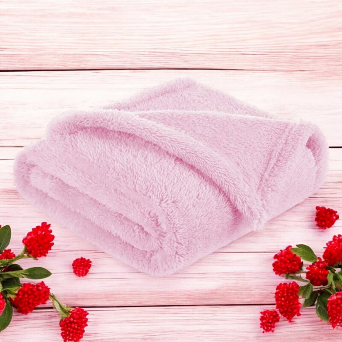 Paturica pufoasa, Bocioland, Pentru copii, Din fleece, Dimensiune mare 80 x 100 cm, Pink [2]