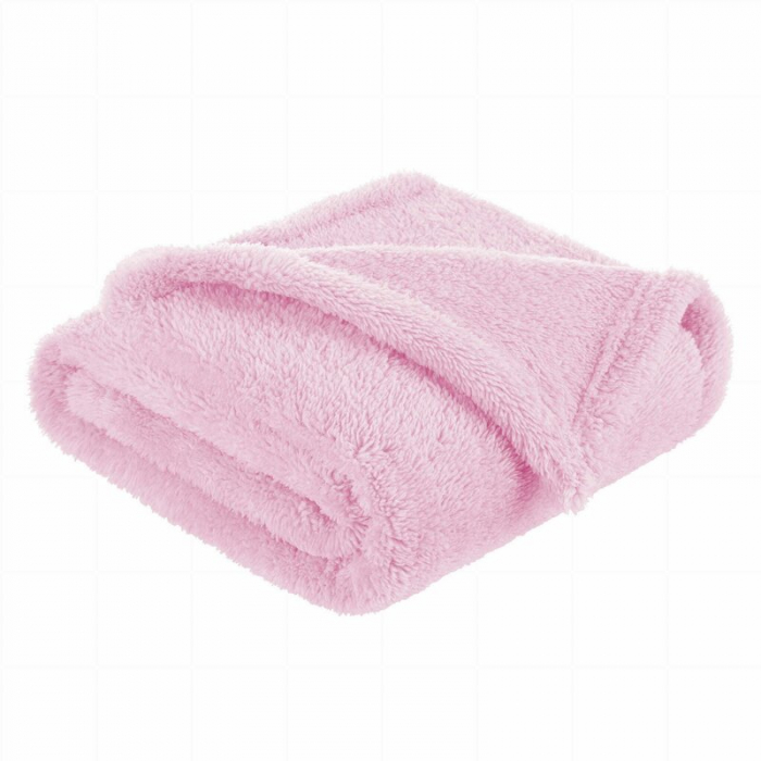 Paturica pufoasa, Bocioland, Pentru copii, Din fleece, Dimensiune mare 80 x 100 cm, Pink [1]