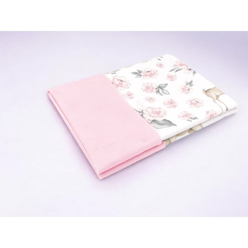Paturica pufoasa, MimiNu, Cu doua fete, Dimensiune 75x100 cm, Din tesatura de catifea si bumbac, Materiale certificate Oeko Tex Standard 100, Sweet Deer Pink [2]