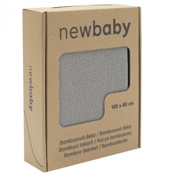 Paturica tricotata, New Baby, Antialergica si antibacteriana, Bambus, 80x100 cm, Material certificat OEKO-Tex Standard 100, 0 luni+, Grey [2]