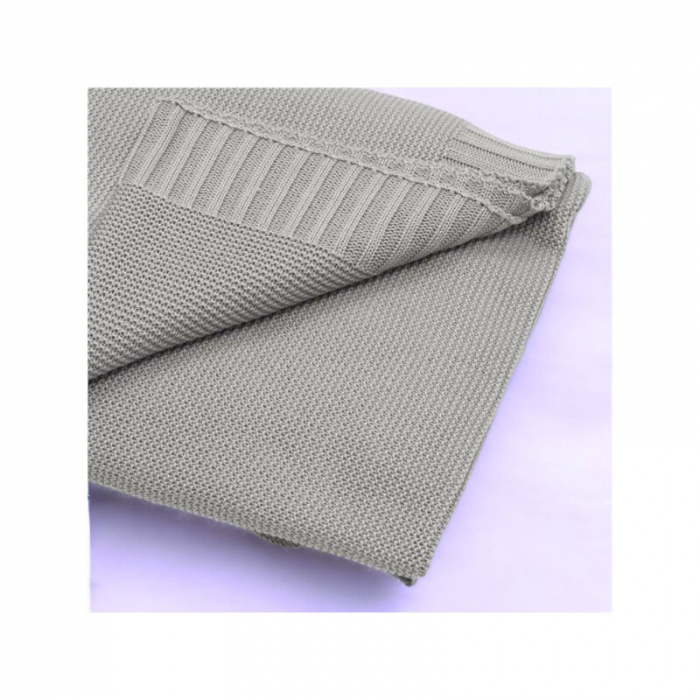Paturica tricotata, New Baby, Antialergica si antibacteriana, Bambus, 80x100 cm, Material certificat OEKO-Tex Standard 100, 0 luni+, Grey [3]