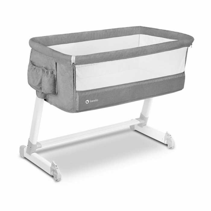 Patut co-sleeper, Lionelo, Theo, 2 in 1, Cu setare unghiulara, Reglabil in 5 pozitii pe inaltime, Conform cu standardele europeane de securitate EN1130 si EN16890, Grey [1]