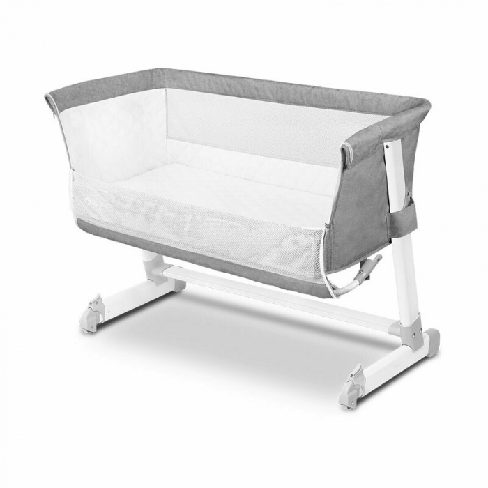Patut co-sleeper, Lionelo, Theo, 2 in 1, Cu setare unghiulara, Reglabil in 5 pozitii pe inaltime, Conform cu standardele europeane de securitate EN1130 si EN16890, Grey [10]