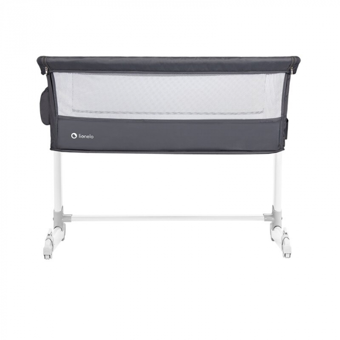 Patut co-sleeper, Lionelo, Theo, 2 in 1, Cu setare unghiulara, Reglabil in 5 pozitii pe inaltime, Conform cu standardele europeane de securitate EN1130 si EN16890, Dark Grey [18]