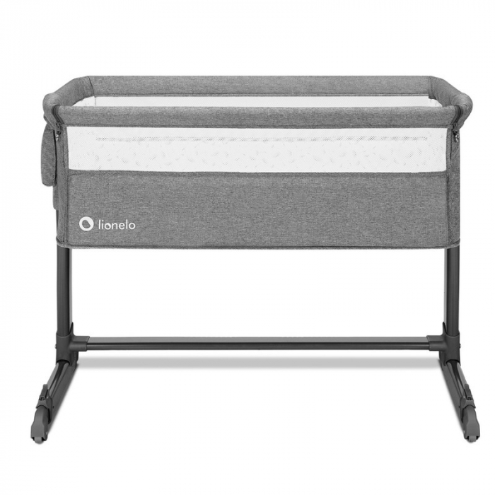 Patut co-sleeper, Lionelo, Theo, 2 in 1, Cu setare unghiulara, Reglabil in 5 pozitii pe inaltime, Conform cu standardele europeane de securitate EN1130 si EN16890, Grey Stone [6]