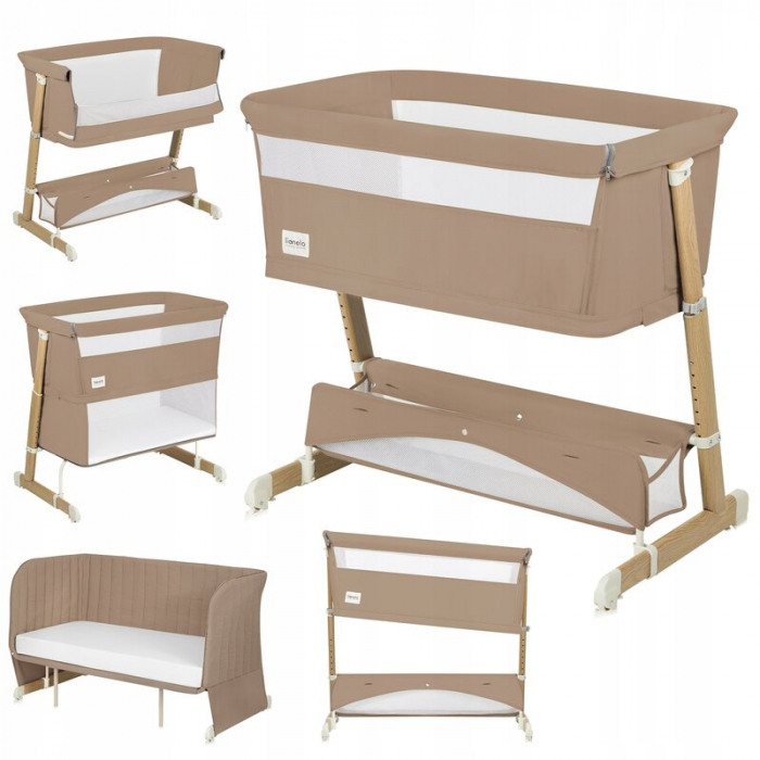 Patut co-sleeper, Lionelo, Thomi Plus, 5 in 1, Multifunctional, Sustine pana la 9 kg ca patut, 15 kg tarc de joaca, 100 kg canapea, Inaltime reglabila in 7 pozitii, De la nastere pana la 4 ani, Cu 2 s [3]