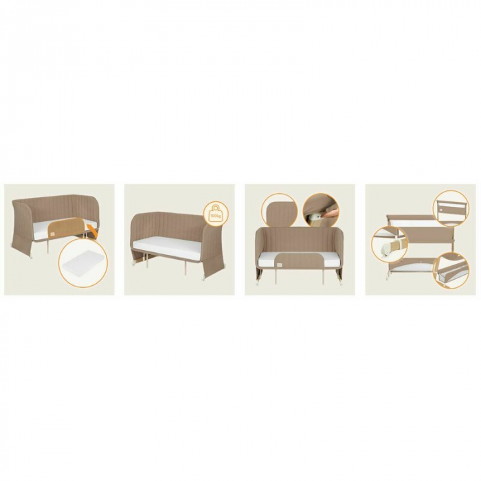 Patut co-sleeper, Lionelo, Thomi Plus, 5 in 1, Multifunctional, Sustine pana la 9 kg ca patut, 15 kg tarc de joaca, 100 kg canapea, Inaltime reglabila in 7 pozitii, De la nastere pana la 4 ani, Cu 2 s [56]