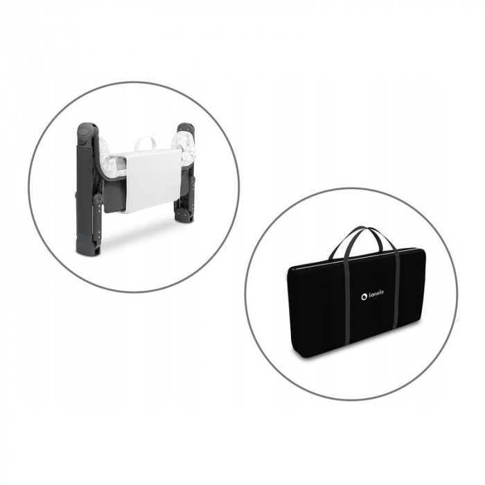 Patut co-sleeper, Lionelo, Timon, 3 in 1, Pliabil, Cu setare unghiulara, Reglabil in 6 pozitii pe inaltime, Din Aluminiu, 90x50 cm, Conform cu standardele europeane de securitate EN1130 si EN16890, Gr [19]
