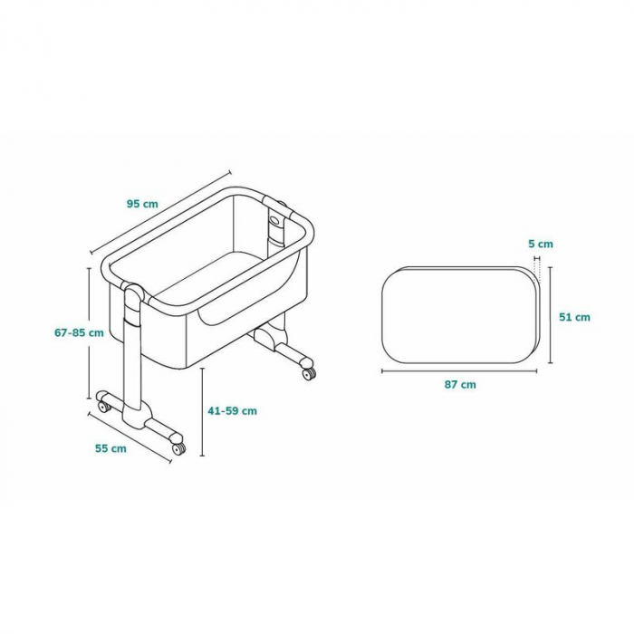 Patut co-sleeper, Lionelo, Timon, 3 in 1, Pliabil, Cu setare unghiulara, Reglabil in 6 pozitii pe inaltime, Din Aluminiu, 90x50 cm, Conform cu standardele europeane de securitate EN1130 si EN16890, Gr [27]