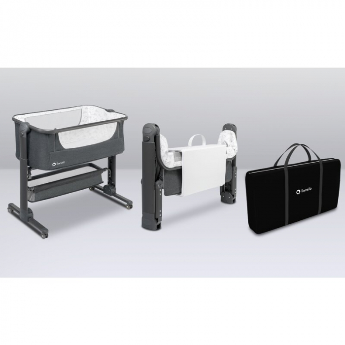Patut co-sleeper, Lionelo, Timon, 3 in 1, Pliabil, Cu setare unghiulara, Reglabil in 6 pozitii pe inaltime, Din Aluminiu, 90x50 cm, Conform cu standardele europeane de securitate EN1130 si EN16890, Gr [18]