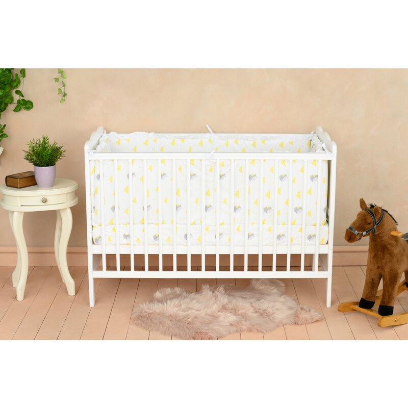 Patut din lemn bebe, 120x60 cm, Cu sina speciala pentru dentitie, Multifunctional, EN716-1, EN716-2, Alb, Qmini, Julia [1]