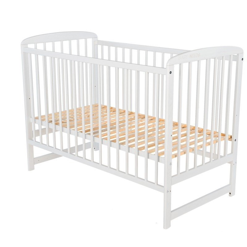 Patut din lemn bebe, 120X60 cm, Din lemn de pin, Stabil si rezistent, Inaltime saltea reglabila pe 3 nivele, Laterala cu 3 bete detasabile, EN716-1, EN716-2, Alb, Babyneeds, Ola + Saltea 12 cm [7]