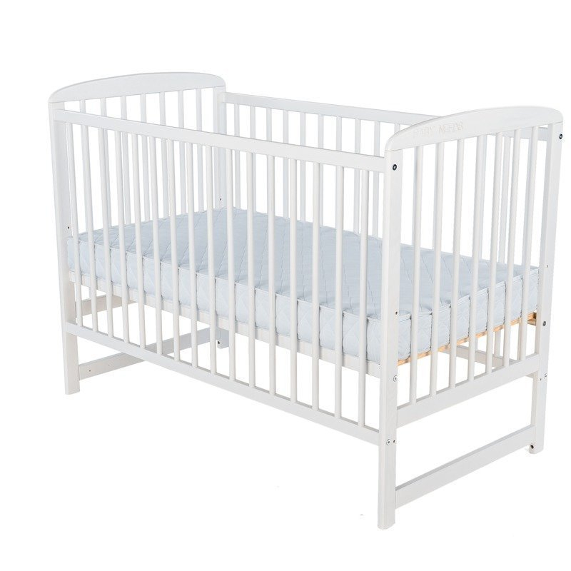 Patut din lemn bebe, 120X60 cm, Din lemn de pin, Stabil si rezistent, Inaltime saltea reglabila pe 3 nivele, Laterala cu 3 bete detasabile, EN716-1, EN716-2, Alb, Babyneeds, Ola + Saltea 12 cm [5]