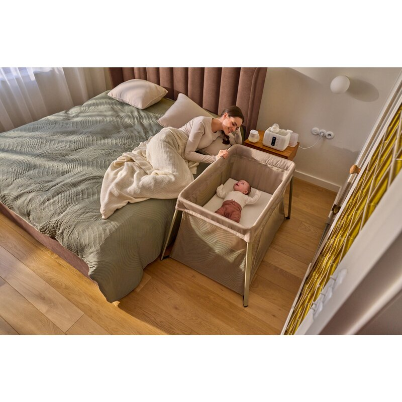 Patut multifunctional, Lionelo, Alice, 3 in 1, 2 trepte de inaltime pentru saltea, Pliabil, Material rezistent Oxford 300D, Cu iesire laterala, Geanta de transport, Pana 15 kg, 0 luni+, 104×70×74 cm,  [15]