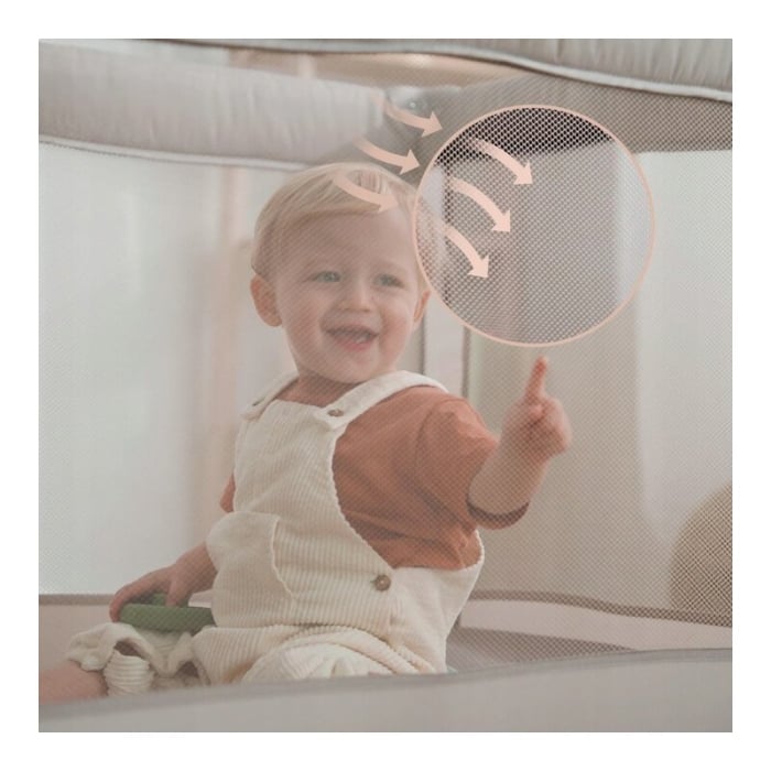 Patut pliant, Lionelo, Amelie, Cu intrare laterala, 100.5×70.5 cm, Include salteluta, roti, geanta pentru transport, Constructie usoara- 7 kg, Cadru stabil din otel, Bej [18]