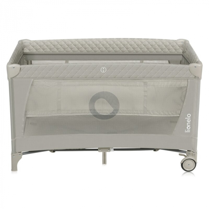 Patut pliant, Lionelo, Flower, Cu doua nivele, Cu arcada, Geanta transport, Masuta de infasat, Bara cu jucarii, Fereastra laterala, 120x60 cm, Conform cu standardele europeane de securitate EN 716 si  [8]
