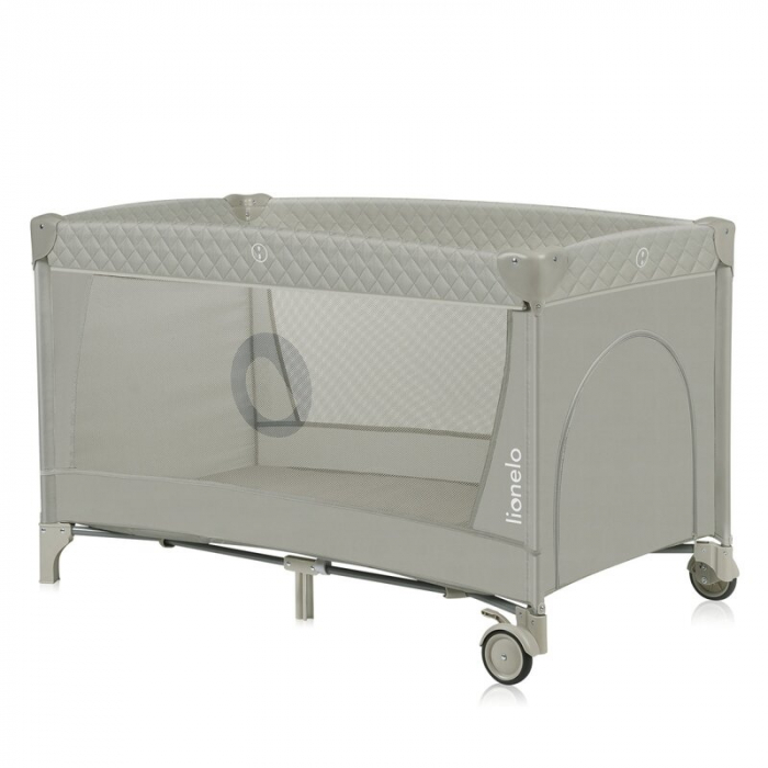 Patut pliant, Lionelo, Flower, Cu doua nivele, Cu arcada, Geanta transport, Masuta de infasat, Bara cu jucarii, Fereastra laterala, 120x60 cm, Conform cu standardele europeane de securitate EN 716 si  [6]