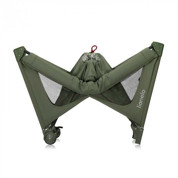 Patut pliant, Lionelo, Jasmin Easy Fold, Pana la 15 kg, Usor de pliat, Cu doua nivele, Cu saltea ergonomica T25, Cu intrare laterala cu fermoar, 2 roti cu frana, 123 x 67 cm, Conform cu EN 716, 0-36 l [15]