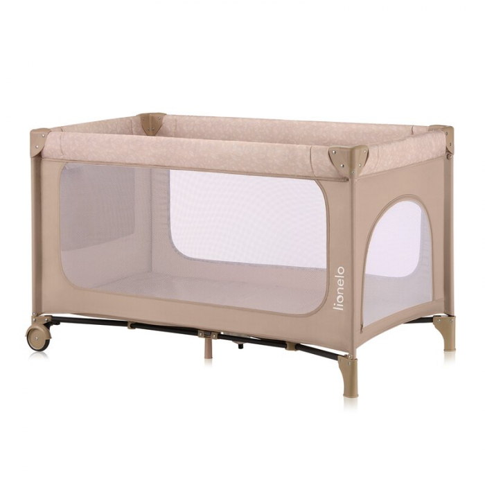 Patut pliant, Lionelo, Jasmin Easy Fold, Pana la 15 kg, Usor de pliat, Cu doua nivele, Cu saltea ergonomica T25, Cu intrare laterala cu fermoar, 2 roti cu frana, 123 x 67 cm, Conform cu EN 716, 0-36 l [3]