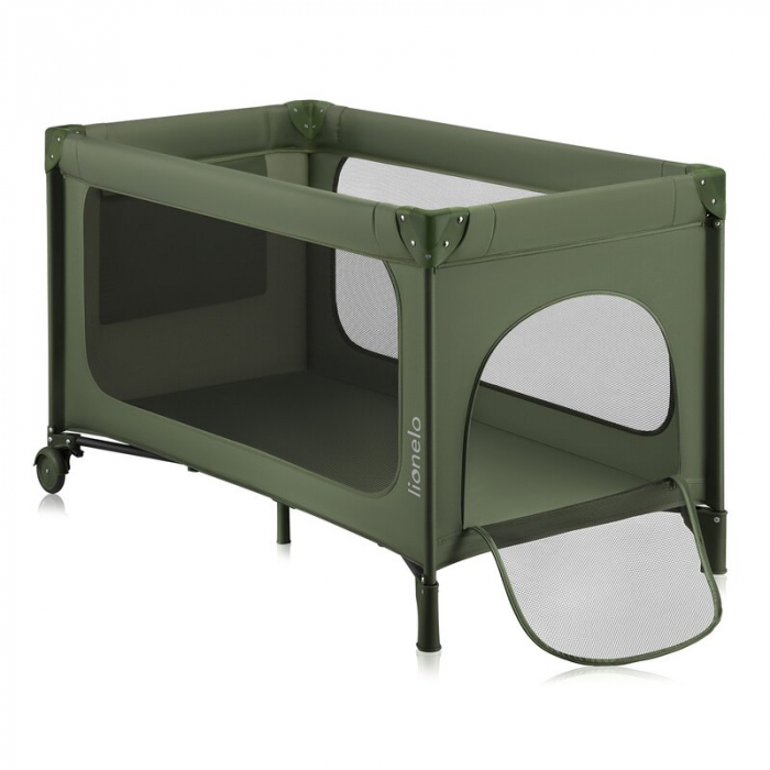 Patut pliant, Lionelo, Jasmin Easy Fold, Pana la 15 kg, Usor de pliat, Cu doua nivele, Cu saltea ergonomica T25, Cu intrare laterala cu fermoar, 2 roti cu frana, 123 x 67 cm, Conform cu EN 716, 0-36 l [6]