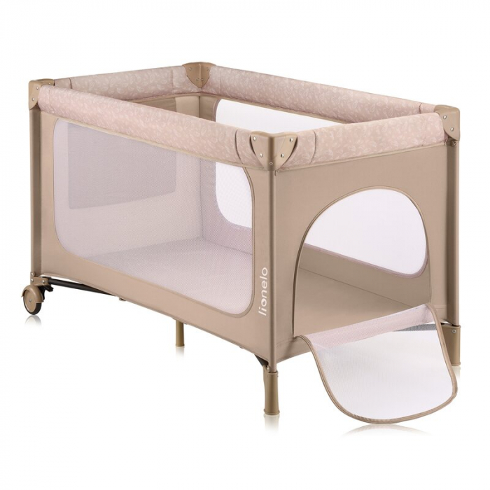 Patut pliant, Lionelo, Jasmin Easy Fold, Pana la 15 kg, Usor de pliat, Cu doua nivele, Cu saltea ergonomica T25, Cu intrare laterala cu fermoar, 2 roti cu frana, 123 x 67 cm, Conform cu EN 716, 0-36 l [4]