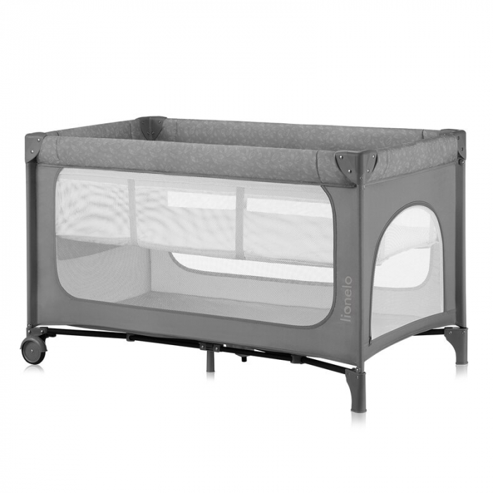 Patut pliant, Lionelo, Jasmin Easy Fold, Pana la 15 kg, Usor de pliat, Cu doua nivele, Cu saltea ergonomica T25, Cu intrare laterala cu fermoar, 2 roti cu frana, 123 x 67 cm, Conform cu EN 716, 0-36 l [1]