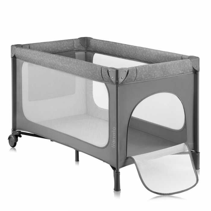 Patut pliant, Lionelo, Jasmin Easy Fold, Pana la 15 kg, Usor de pliat, Cu doua nivele, Cu saltea ergonomica T25, Cu intrare laterala cu fermoar, 2 roti cu frana, 123 x 67 cm, Conform cu EN 716, 0-36 l [4]