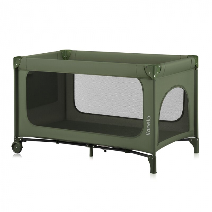 Patut pliant, Lionelo, Jasmin Easy Fold, Pana la 15 kg, Usor de pliat, Cu doua nivele, Cu saltea ergonomica T25, Cu intrare laterala cu fermoar, 2 roti cu frana, 123 x 67 cm, Conform cu EN 716, 0-36 l [3]