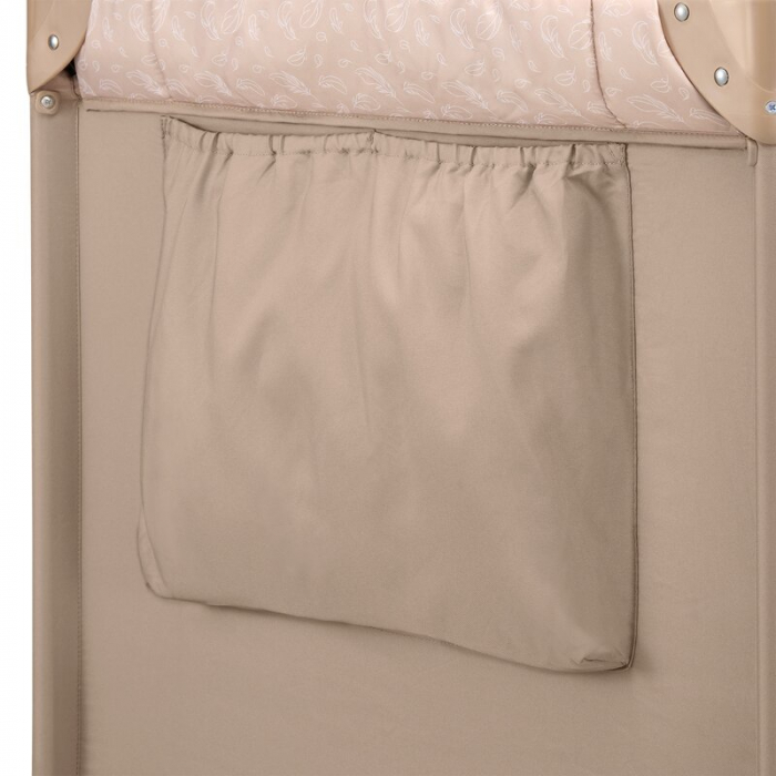 Patut pliant, Lionelo, Jasmin Easy Fold, Pana la 15 kg, Usor de pliat, Cu doua nivele, Cu saltea ergonomica T25, Cu intrare laterala cu fermoar, 2 roti cu frana, 123 x 67 cm, Conform cu EN 716, 0-36 l [11]
