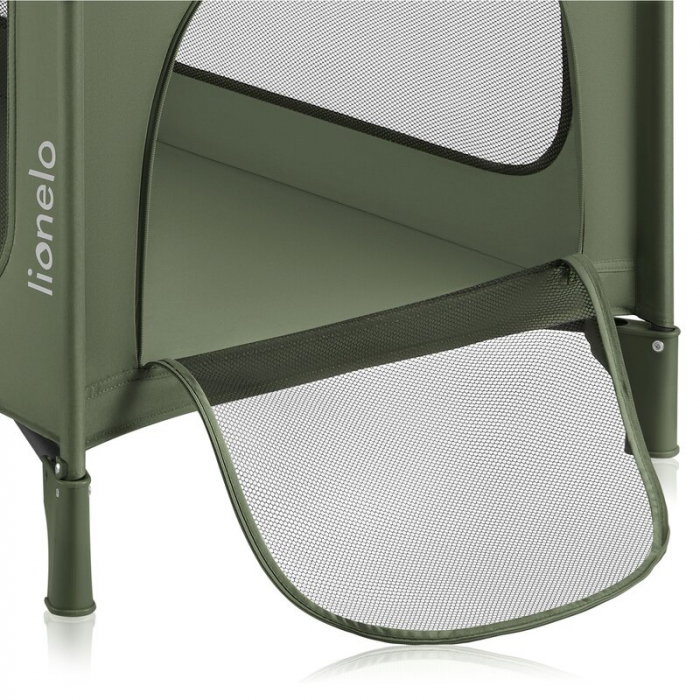 Patut pliant, Lionelo, Jasmin Easy Fold, Pana la 15 kg, Usor de pliat, Cu doua nivele, Cu saltea ergonomica T25, Cu intrare laterala cu fermoar, 2 roti cu frana, 123 x 67 cm, Conform cu EN 716, 0-36 l [11]