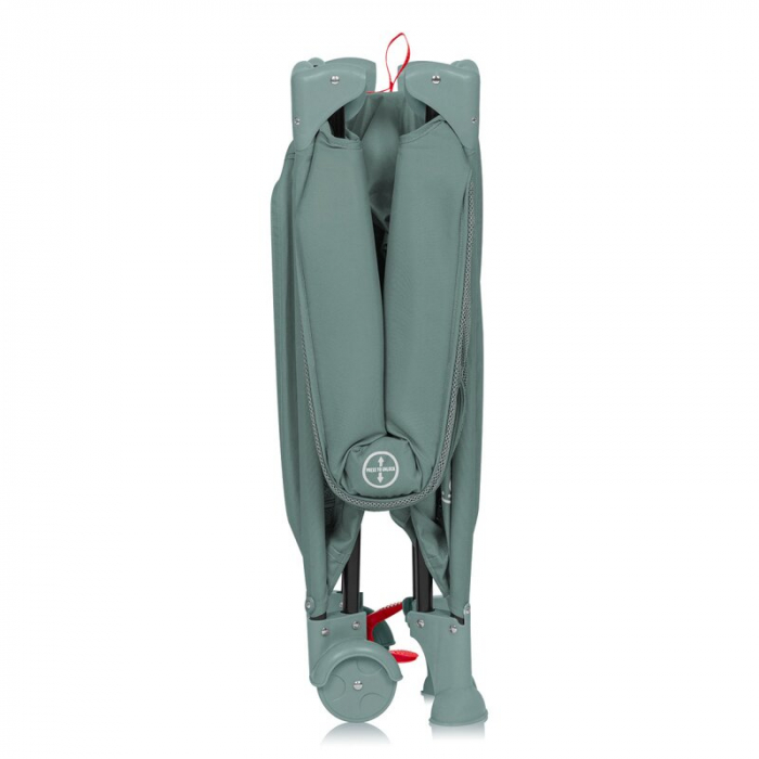 Patut pliant, Lionelo, Laura, 102 x 74 cm, Cu doua nivele, Functie de tarc, Cu roti, Include salteluta si geanta de transport, Pereti din plasa, Deschidere laterala, Pana la 15 kg, 0 luni +, Verde [15]
