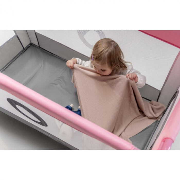 Patut pliant, Lionelo, Stefi, Cu un nivel, Cu intrare laterala cu fermoar, 2 roti, 120x60 cm, Conform cu standardul european de securitate EN 716, Albastru [17]
