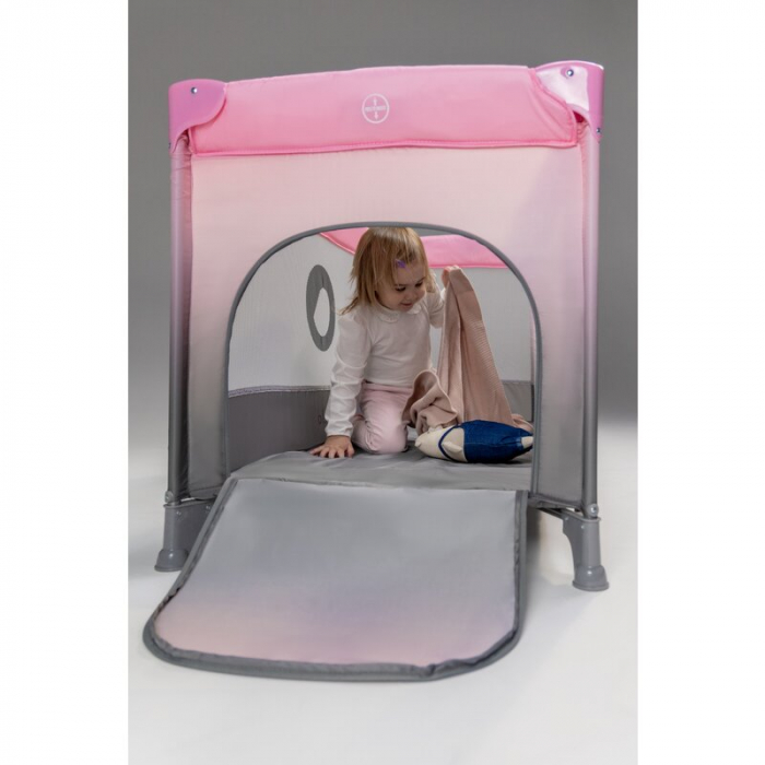 Patut pliant, Lionelo, Stefi, Cu un nivel, Cu intrare laterala cu fermoar, 2 roti, 120x60 cm, Conform cu standardul european de securitate EN 716, Albastru [20]