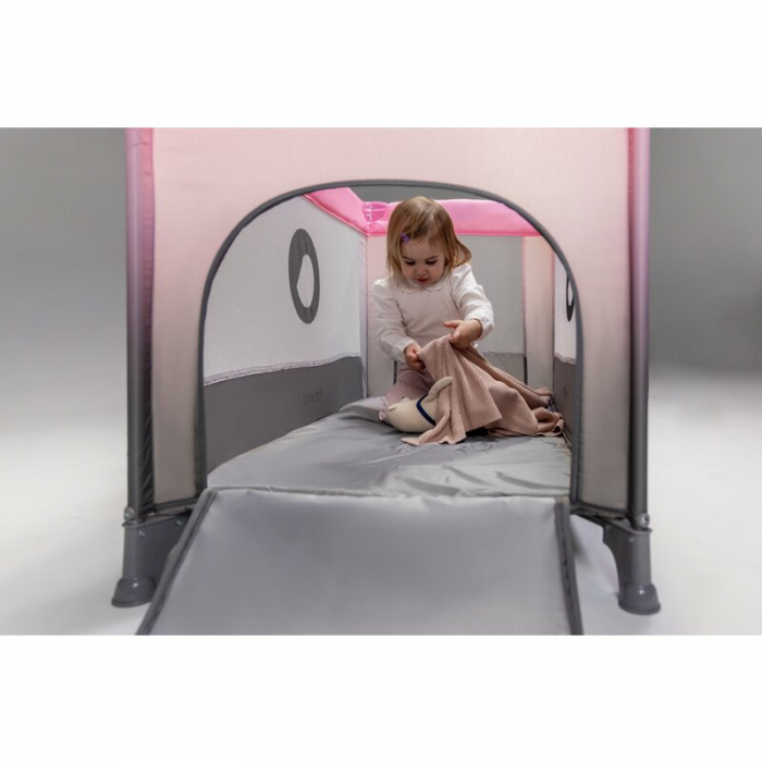 Patut pliant, Lionelo, Stefi, Cu un nivel, Cu intrare laterala cu fermoar, 2 roti, 120x60 cm, Conform cu standardul european de securitate EN 716, Albastru [19]