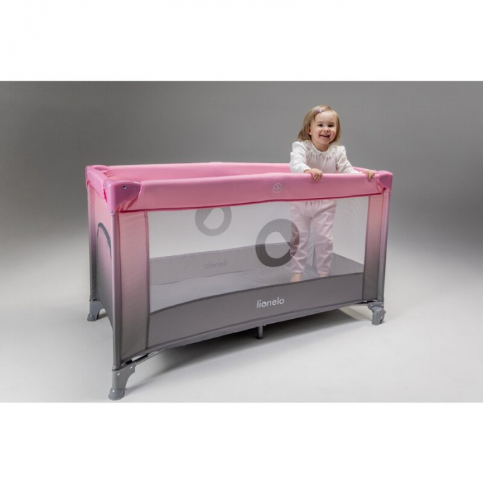 Patut pliant, Lionelo, Stefi, Cu un nivel, Cu intrare laterala cu fermoar, 2 roti, 120x60 cm, Conform cu standardul european de securitate EN 716, Albastru [16]