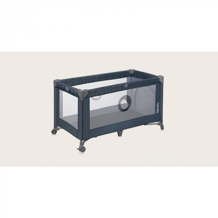 Patut pliant, Lionelo, Stefi, Cu un nivel, Cu intrare laterala cu fermoar, 2 roti, 120x60 cm, Conform cu standardul european de securitate EN 716, Albastru [4]
