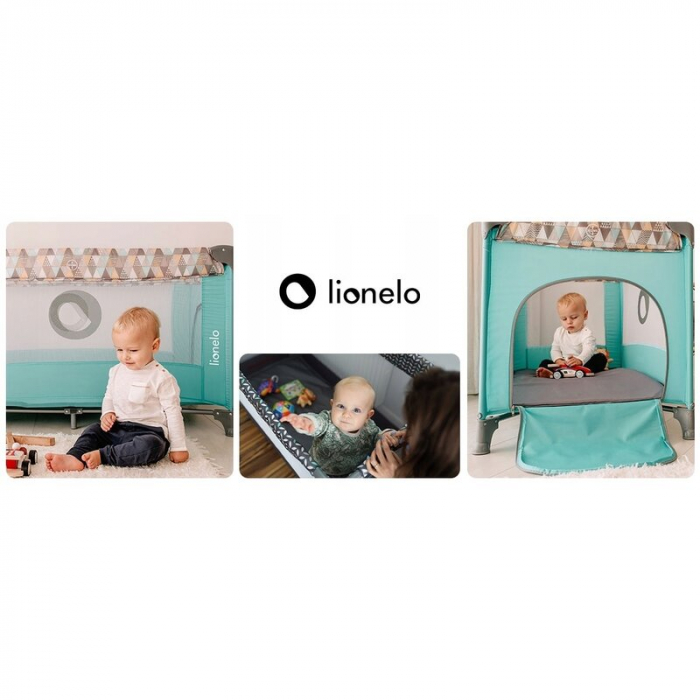 Patut pliant, Lionelo, Stefi, Cu un nivel, Cu intrare laterala cu fermoar, 2 roti, 120x60 cm, Conform cu standardul european de securitate EN 716, Grey [15]