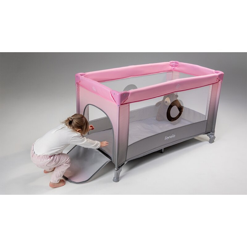 Patut pliant, Lionelo, Stefi, Cu un nivel, Cu intrare laterala cu fermoar, 2 roti, 120x60 cm, Conform cu standardul european de securitate EN 716, Negru [17]