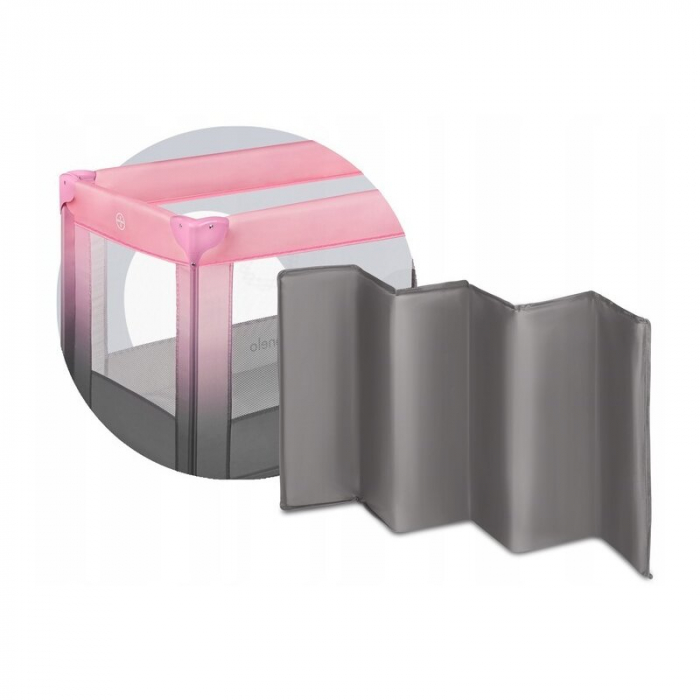Patut pliant, Lionelo, Stefi, Cu un nivel, Cu intrare laterala cu fermoar, 2 roti, 120x60 cm, Conform cu standardul european de securitate EN 716, Roz Ombre [14]