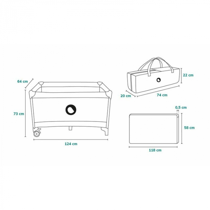 Patut pliant, Lionelo, Stefi, Cu un nivel, Cu intrare laterala cu fermoar, 2 roti, 120x60 cm, Conform cu standardul european de securitate EN 716, Roz Ombre [16]