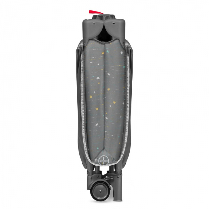 Patut pliant, Lionelo, Stefi Plus, Cu doua nivele, Cu intrare laterala cu fermoar, 2 roti, 120 x 60 cm, Conform cu standardul european de securitate EN 716, Gri/ Multicolor [7]
