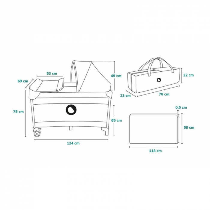 Patut pliant, Lionelo, Sven Plus, 120x60 cm, Cu doua nivele, Cu arcada jucarii, masuta de infasat  vibratii, melodii, conform cu standardele europeane de securitate EN716 si EN12221, Yellow Scandi [19]