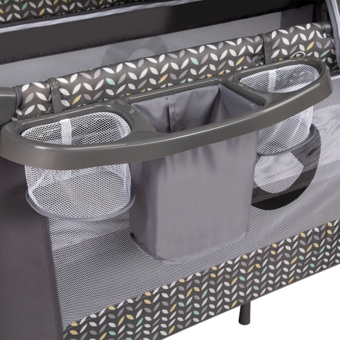 Patut pliant, Lionelo, Sven Plus, 120x60 cm, Cu doua nivele, Cu arcada jucarii, masuta de infasat, vibratii, melodii  conform cu standardele europeane de securitate EN716 si EN12221, Grey Scandi [14]