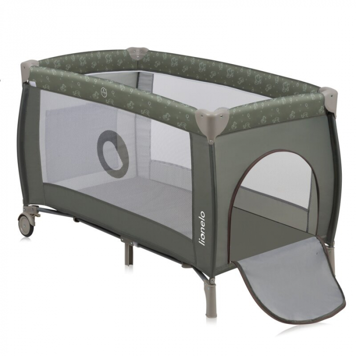 Patut pliant, Lionelo, Sven Plus, 120x60 cm, Cu doua nivele, Cu arcada jucarii, masuta de infasat, vibratii, melodii, conform cu standardele europeane de securitate EN716 si EN12221, Bej Olive [6]