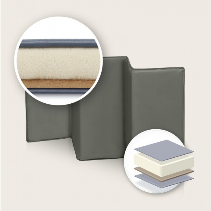 Patut pliant, Lionelo, Sven Plus, 120x60 cm, Cu doua nivele, Cu arcada jucarii, masuta de infasat, vibratii, melodii, conform cu standardele europeane de securitate EN716 si EN12221, Bej Olive [11]