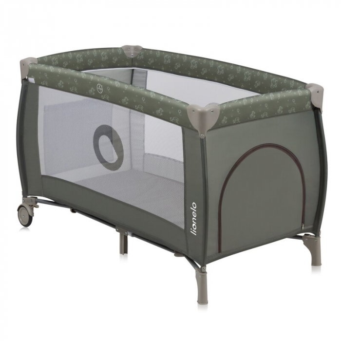 Patut pliant, Lionelo, Sven Plus, 120x60 cm, Cu doua nivele, Cu arcada jucarii, masuta de infasat, vibratii, melodii, conform cu standardele europeane de securitate EN716 si EN12221, Bej Olive [5]