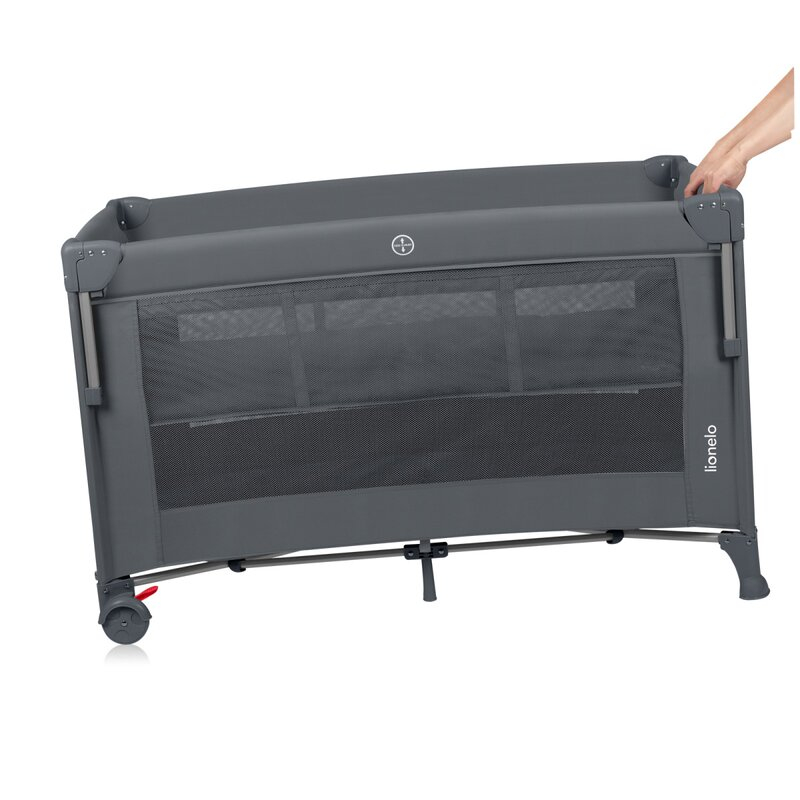Patut pliant multifunctional, Lionelo, Ellen, Cu laterala culisanta, Nivel suplimentar, Intrare laterala cu fermoar, 2 roti, Saltea pliabila si geanta de transport incluse, 0- 36 luni, Pana la 15 kg,  [9]