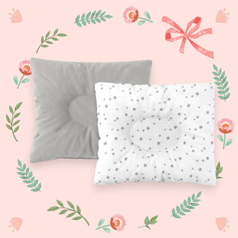Perna bebelus, MimiNu, Profilata, Cu doua fete, Cu functie anti-soc, Pufoasa, Din catifea si bumbac, Materiale certificate Oeko Tex Standard 100, 23x26 cm, Velvet Mini Gray Stars [3]